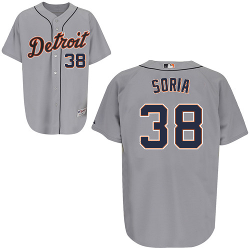 Joakim Soria #38 mlb Jersey-Detroit Tigers Women's Authentic Road Gray Cool Base Baseball Jersey